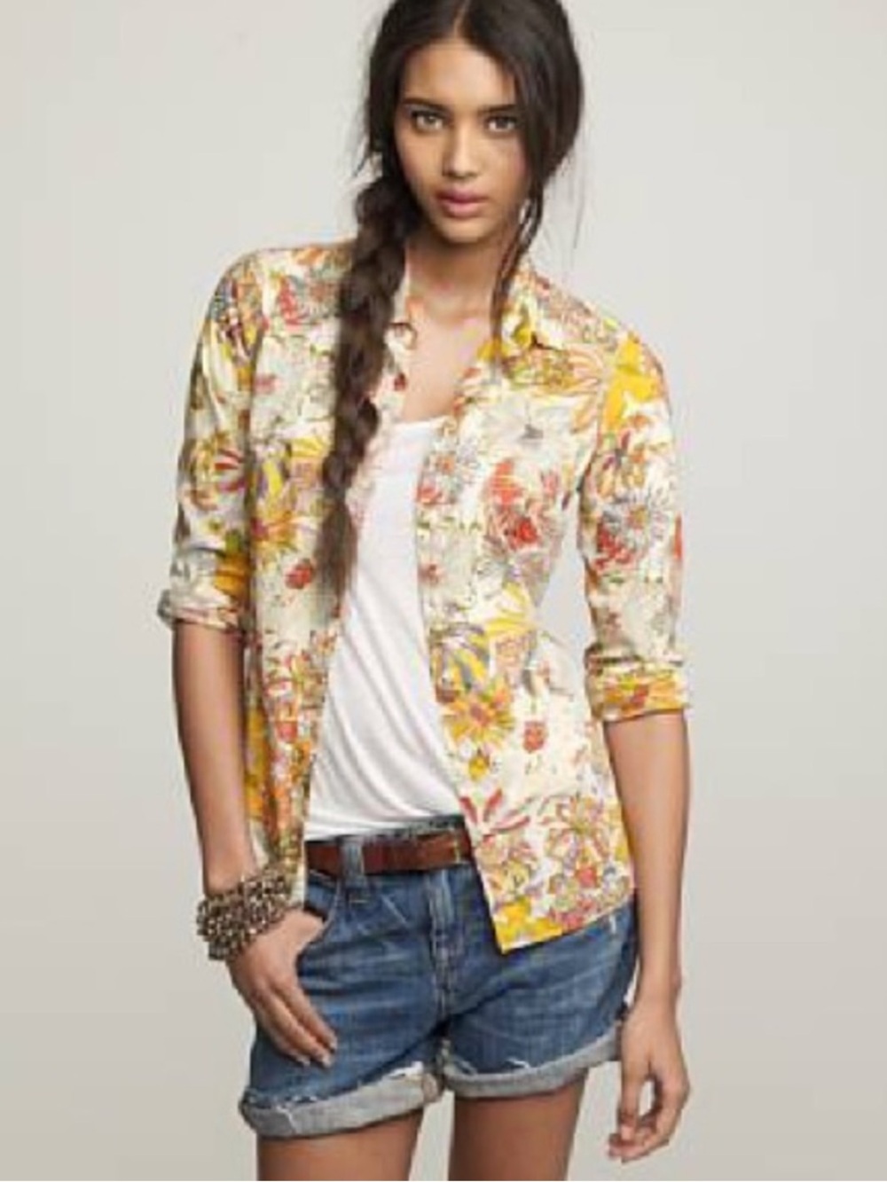 The Perfect Shirt for J. Crew Liberty of London Fabric Yellow Cream Floral Sz 6 - Picture 13 of 13